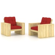 vidaXL Záhradné stoličky 2 ks a červené vankúše impregnovaná borovica - cena, porovnanie