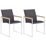 vidaXL Záhradné stoličky 2 ks sivé textilén a nehrdzavejúca oceľ - cena, porovnanie