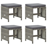 vidaXL Záhradné stoličky 4 ks s podložkami polyratan sivé - cena, porovnanie