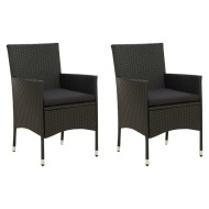 vidaXL Záhradné stoličky so sedákmi 2 ks polyratanové čierne - cena, porovnanie