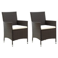 vidaXL Záhradné stoličky so sedákmi 2 ks polyratanové hnedé - cena, porovnanie