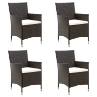 vidaXL Záhradné stoličky so sedákmi 4 ks polyratanové hnedé - cena, porovnanie