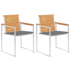 vidaXL Záhradné stoličky s podložkami 2 ks masívne teakové drevo a oceľ