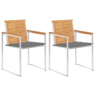 vidaXL Záhradné stoličky s podložkami 2 ks masívne teakové drevo a oceľ - cena, porovnanie