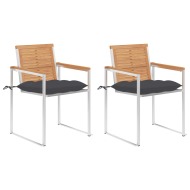 vidaXL Záhradné stoličky s podložkami 2 ks masívne tíkové drevo a oceľ - cena, porovnanie
