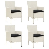 vidaXL Záhradné stoličky s podložkami 4 ks polyratanové biele - cena, porovnanie