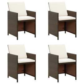 vidaXL Záhradné stoličky s podložkami 4 ks polyratanové hnedé