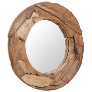 vidaXL Dekoratívne zrkadlo z teakového dreva, 80 cm okrúhle - cena, porovnanie