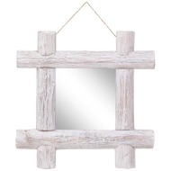 vidaXL Guľatinové zrkadlo biele 50x50 cm masívne recyklované drevo - cena, porovnanie