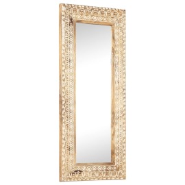 vidaXL Ručne vyrezávané zrkadlo 110x50x2,6cm mangovníkové drevo