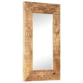 vidaXL Ručne vyrezávané zrkadlo 80x50x11 cm masívne mangovníkové drevo
