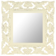 vidaXL Ručne vyrezávané zrkadlo biele 50x50 cm masívne mangovníkové drevo - cena, porovnanie