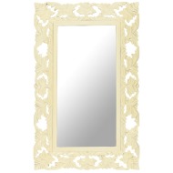 vidaXL Ručne vyrezávané zrkadlo biele 80x50 cm masívne mangovníkové drevo - cena, porovnanie