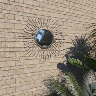 vidaXL Záhradné nástenné zrkadlo dizajn slnečných lúčov 60 cm čierne - cena, porovnanie
