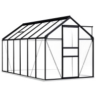vidaXL Hliníkový skleník s podkladovým rámom, antracitový 7,03 m