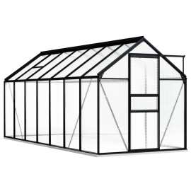 vidaXL Hliníkový skleník s podkladovým rámom, antracitový 8,17 m