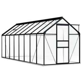 vidaXL Hliníkový skleník s podkladovým rámom, antracitový 9,31 m