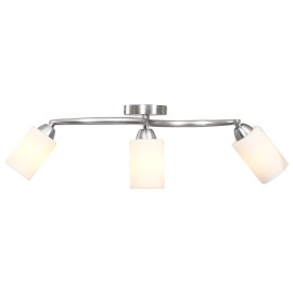 vidaXL Stropná lampa+keramické tienidlá na 3 žiarovky E14, biely kužeľ