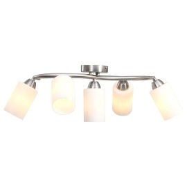 vidaXL Stropná lampa s keramickými tienidlami na 5 žiaroviek E14 biely kužeľ