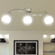 vidaXL Stropná lampa so sklenenými tienidlami na zvlnenej koľajnici na 3 žiarovky E14 - cena, porovnanie