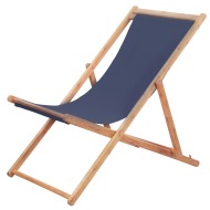 vidaXL Skladacie plážové kreslo, látka a drevený rám, modré - cena, porovnanie