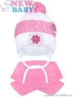 New Baby Zimná detská čiapočka so šálom kvietočky - cena, porovnanie