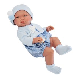 Asi Realistické bábätko Pablo 43cm, v modrom overale s čiapkou