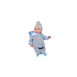 Asi Bábika bábätko Leo 46cm, v obojstrannom sivo-modrom obleku