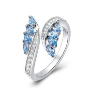 Emporial strieborný prsteň Krištáľovo modré lístky BSR005 - cena, porovnanie