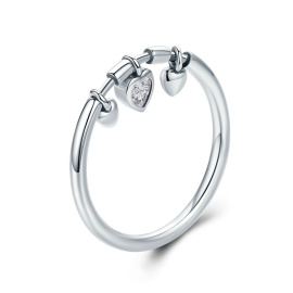 Emporial strieborný prsteň Trblietavé srdce lásky SCR215