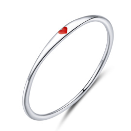 Emporial strieborný prsten Minimalistické červené srdce SCR620