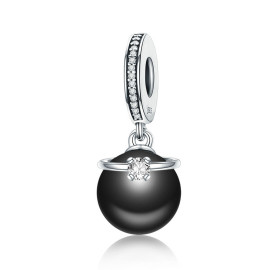 Emporial strieborný prívesok Čierna perla prsteňa SCC572