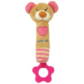 Baby Mix Detská pískacia plyšová hračka s hryzátkom medvedík