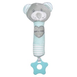 Baby Mix Detská pískacia plyšová hračka s hryzátkom medveď