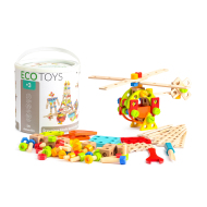 Eco Toys Drevená stavebnica vo vedierku 120ks - cena, porovnanie