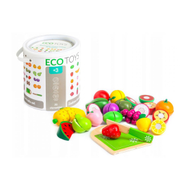 Eco Toys Drevené ovocie vo vedierku 20ks