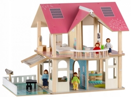 Eco Toys Drevený domček pre bábiky s nábytkom