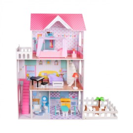 Eco Toys Drevený domček pre bábiky s XXL záhradkou