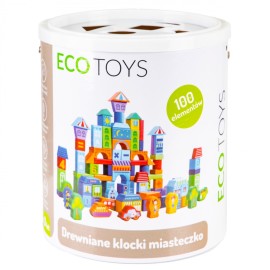 Eco Toys Drevené vzdelávacie kocky Mesto 100ks