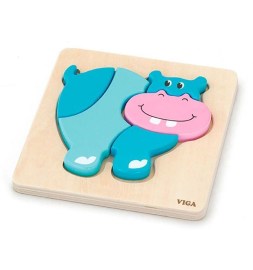 Viga Toys Drevené puzzle pre najmenších Hroch