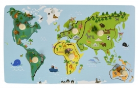Adam Toys Edukačná vkladačka s úchytmi Mapa sveta
