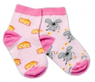 Baby Nellys Bavlnené veselé ponožky Myška a syr