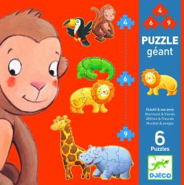 Djeco Obrovské progresívne puzzle: Marmoset a priatelia