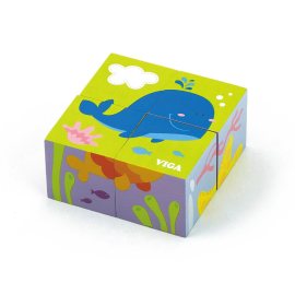 Viga Drevené puzzle kocky pre najmenších Veľryba
