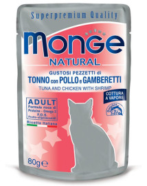 Monge Cat Tuniak, kura, krevety 80g