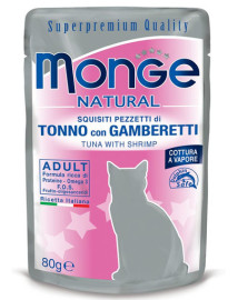 Monge Natural Cat Tuniak s krevetami v želé 80g