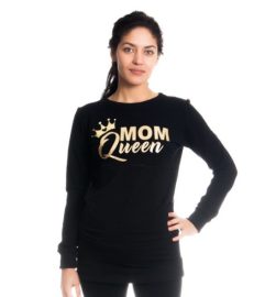 Be Maa Maa Tehotenské a dojčiace tričko/mikina Mom Queen, dlhý rukáv