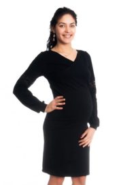 Be Maa Maa Tehotenské / dojčiace šaty Kristýna, dlhý rukáv zdobený čipkou