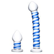 Gläs Double Penetration Glass Swirly Dildo & Butt Plug Set - cena, porovnanie