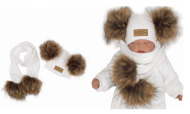 Z&Z Zimná čiapka s brmbolcami z kožušinky a šálom 2v1 - cena, porovnanie
